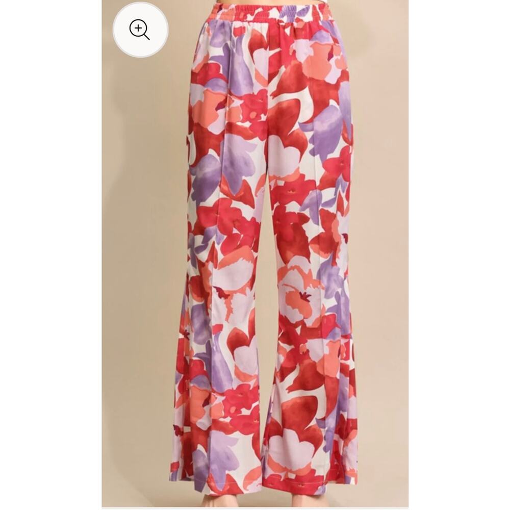 Gigio Women's Size M Multicolor Floral Flare Leg Pants #0313 - Picture 16 of 16